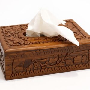 Premium Wooden Carved Tissue Box for Home & Car